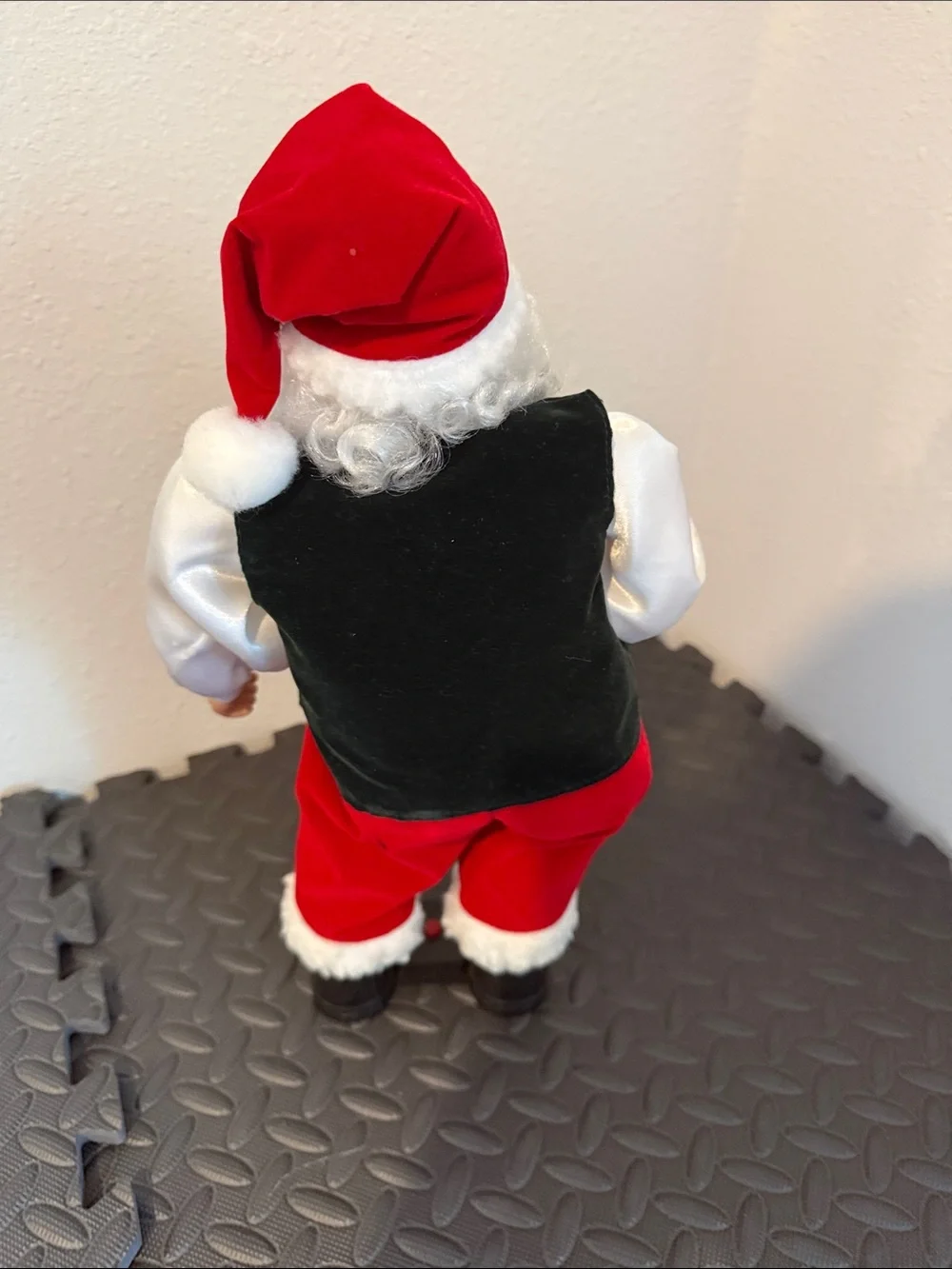 Holiday Santa Doll in Red Hat, Red Pants and Green Vest
